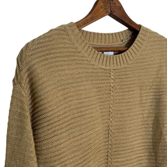 Nine West Ribbed Knit Crew Neck Long Sleeve Pullover Tunic Sweater Beige Medium - Picture 5 of 10